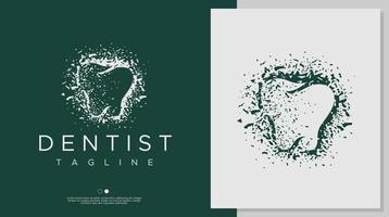 Modern shattered dental logo design template. Luxury dentist tooth logo branding vector