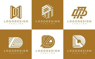 D M DM D L DL logo design template set. Modern DL DM letter initial logo vector. vector