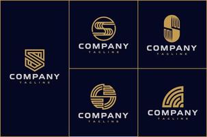 Luxury line S letter logo. Letter S logo design template vector set.