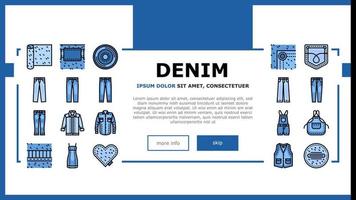 denim textile material fashion landing header vector