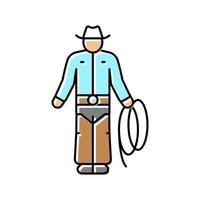 Ilustración de vector de icono de color de hombre occidental vaquero