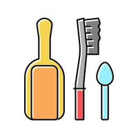 shovel, brush and spoon for prepare coffee color icon vector illustration