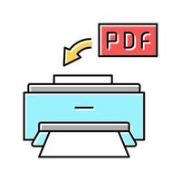 printing pdf file color icon vector illustration