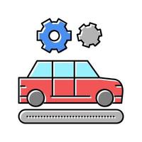 Ilustración de vector de icono de color de coche de fabricación