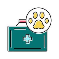 pets first aid kit box color icon vector illustration