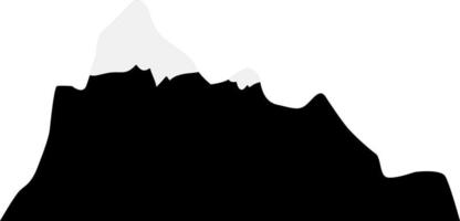 Illustration of a mountain in black color on a snow mountain, mountain peak. vector