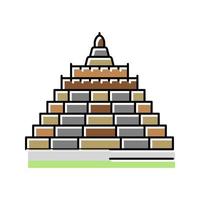 borobudur asian building color icon vector illustration