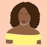 Portrait of  black African American woman with curly hair. Abstract portrait of a woman vector