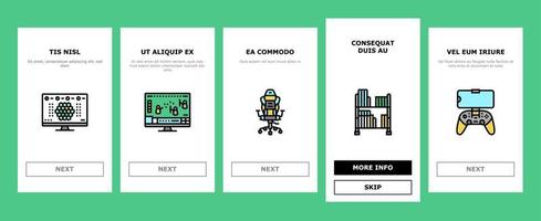 Video Game Electronic And Device onboarding icons set vector