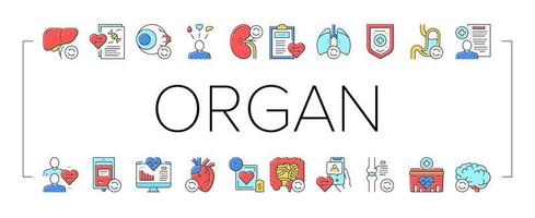 Organ Donation Medical Collection Icons Set Vector