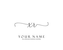 Initial XR beauty monogram and elegant logo design, handwriting logo of initial signature, wedding, fashion, floral and botanical with creative template. vector