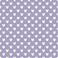 Fabric pattern. Arranged white hearts on a pastel purple background. Seamless love heart design vector background. Seamless pattern on Valentine's day. The seamless texture with hart.