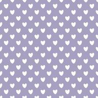 Fabric pattern. Arranged white hearts on a pastel purple background. Seamless love heart design vector background. Seamless pattern on Valentine's day. The seamless texture with hart.