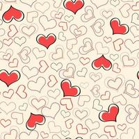 Red heart and dotted heart print eamless love heart design vector background. Seamless pattern on Valentine's day. The seamless texture with heart.