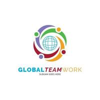 Global Team Work or People Group Icon Vector Logo Template Illustration Design