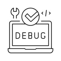 laptop debug fixed line icon vector illustration