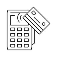 tarjeta sin contacto pago post terminal dispositivo línea icono vector ilustración