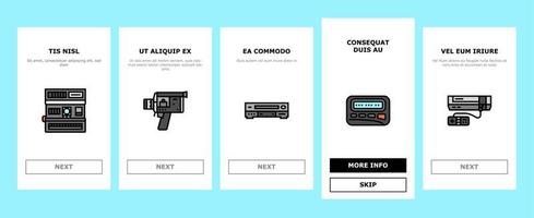 conjunto de iconos de incorporación de dispositivo de tecnología de gadget retro vector