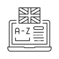 aprender inglés línea icono vector ilustración