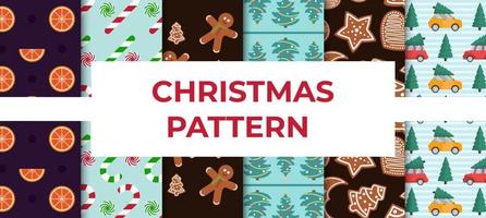 Big Collection Of Christmas Patterns Vector Illustration In Flat Style