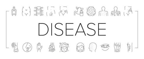conjunto de iconos de colección de problemas de salud de enfermedades vector