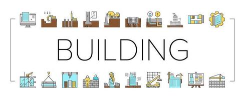 Building Construction Collection Icons Set Vector