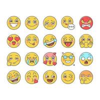 emoji emocional divertido sonrisa cara iconos conjunto vector