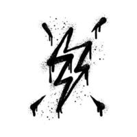 Spray painted graffiti Electric lightning flash, Lightning bolt in black over white. Drops of sprayed thunder bolt symbol. isolated on white background. vector illustration