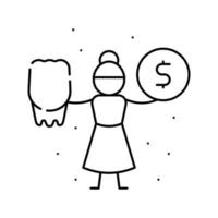 tooth fairy line icon vector illustration