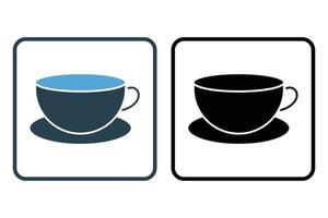 Breakfast icon illustration. coffee cup icon. Solid icon style. Simple vector design editable