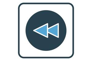 Rewind icon illustration. icon related to music player. Solid icon style. Simple vector design editable