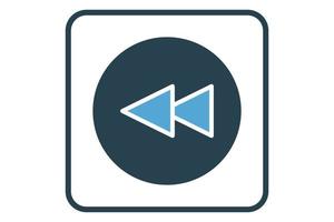 Rewind icon illustration. icon related to music player. Solid icon style. Simple vector design editable