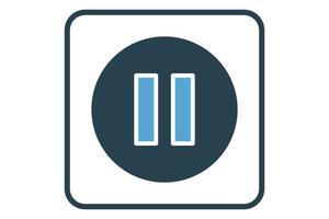 Pause icon illustration. icon related to music player. Solid icon style. Simple vector design editable