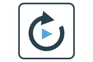 Replay icon illustration. icon related to music player. Solid icon style. Simple vector design editable