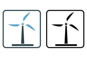 Wind power icon illustration. icon related to ecology, renewable energy. Solid icon style. Simple vector design editable