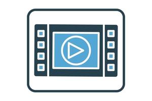 Video clips icon illustration. icon related to music player. Solid icon style. Simple vector design editable