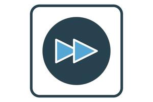 Fast forward icon illustration. icon related to music player. Solid icon style. Simple vector design editable