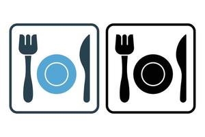 Breakfast icon illustration. cutlery, plates, knives. Solid icon style. Simple vector design editable