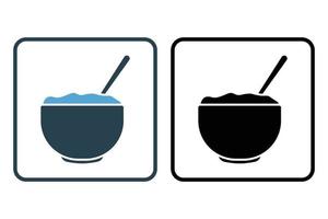 Porridge icon illustration. Icon related to breakfast. Solid icon style. Simple vector design editable