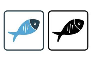 Fish icon illustration. Icon related to breakfast. Solid icon style. Simple vector design editable