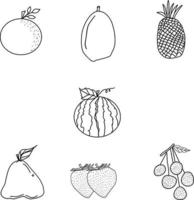 iconos de frutas planas y de contorno vector