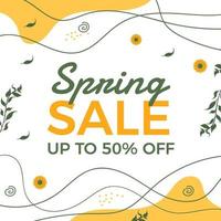 Spring sale banner or background design template. Spring sale social media banner with colorful flowers vector