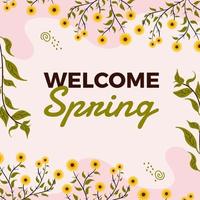 Spring floral frame. Welcome spring banner. Spring social media post design. Hand drawn spring banner template vector
