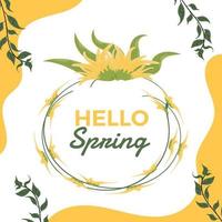 Hello spring banner. Hand drawn spring banner template. spring social media post vector