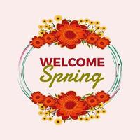 Spring floral frame. Welcome spring banner. Spring social media post design. Hand drawn spring banner template vector