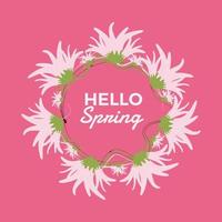 Spring floral frame. Hello spring banner. Spring social media post design. Hand drawn spring banner template vector