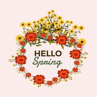 Spring floral frame. Hello spring banner. Hand drawn spring banner template vector