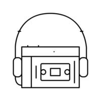 Ilustración de vector de icono de línea de reproductor de audio de casete