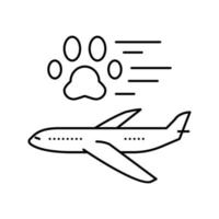 transporte de mascotas en la ilustración de vector de icono de línea de avión