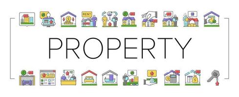 property estate home house real icons set vector